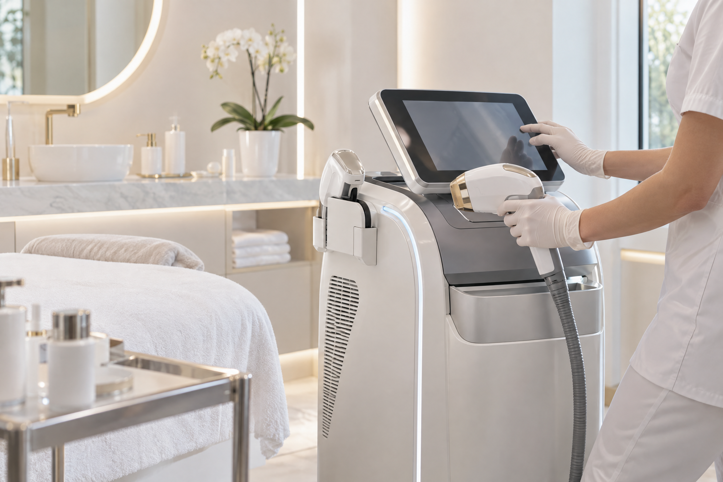 Equipamento de laser em clínica estética